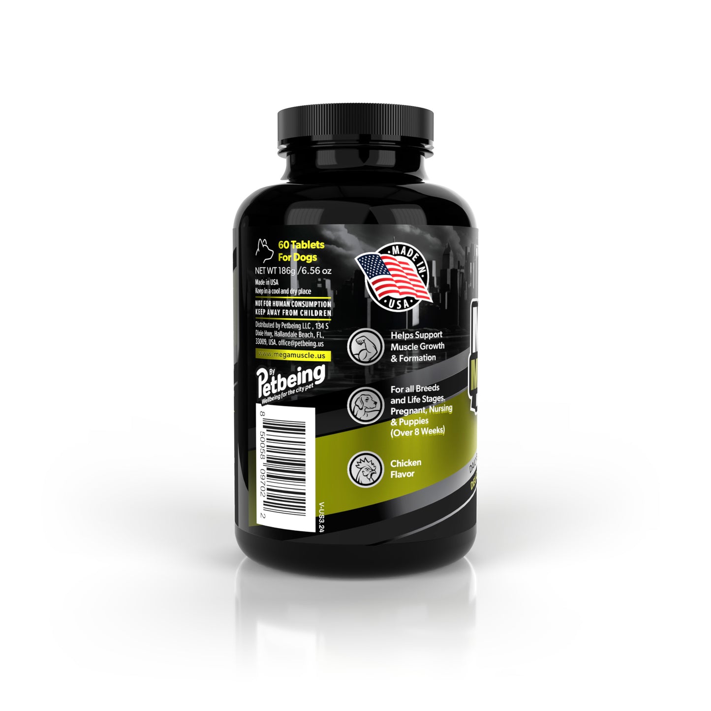 Muscle Gain | 2-in-1 Daily Booster & Multivitamin Chewable Tablets for Dogs in All Life Stages | Ultimate Puppy & Adult Dog Supplement for Muscle Gain | Tasty Chicken Flavor | 60 Tablets