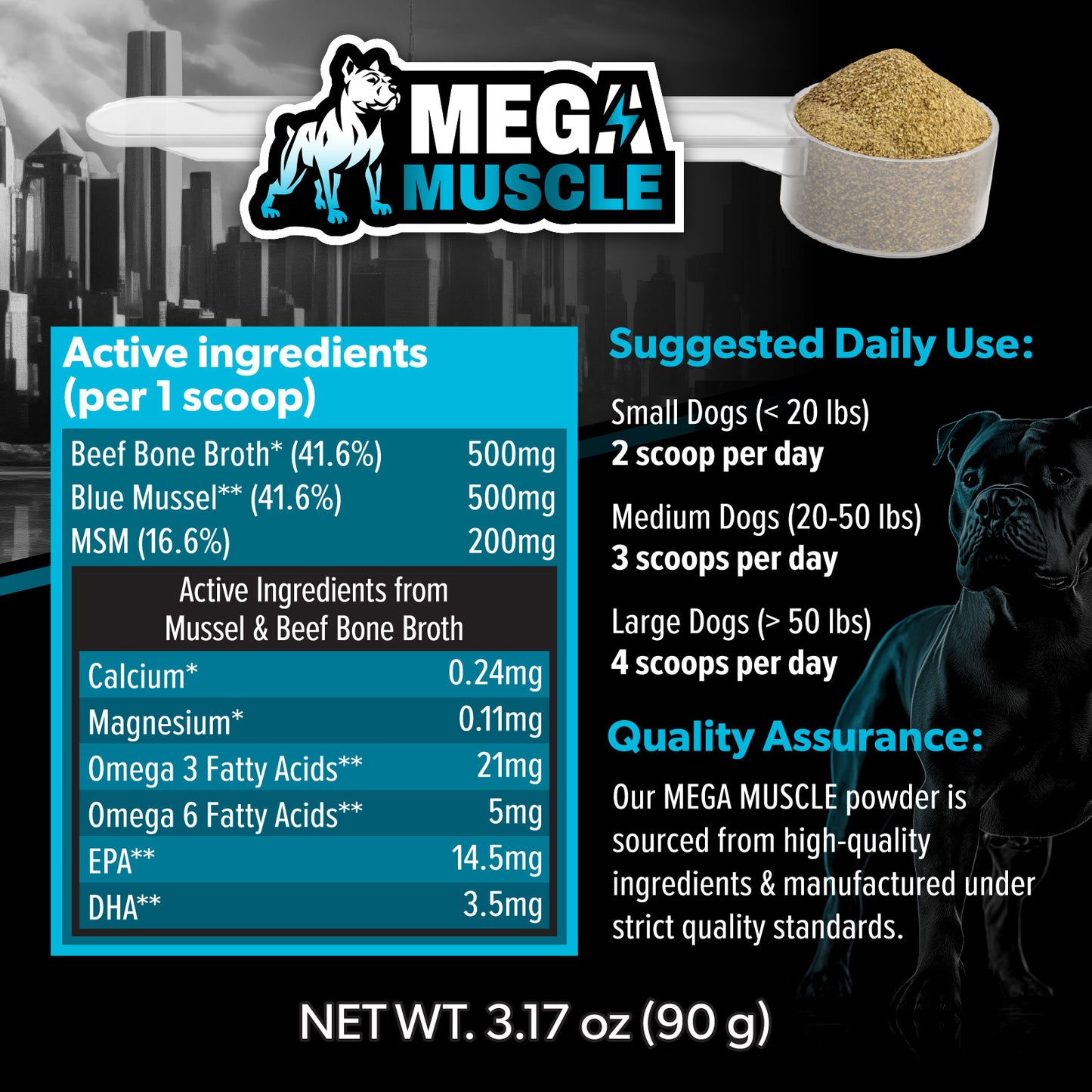 Boost Powder | Muscle Growth & Bone Support Powder Topper | Blue Mussel & Bone Broth | 3.2oz