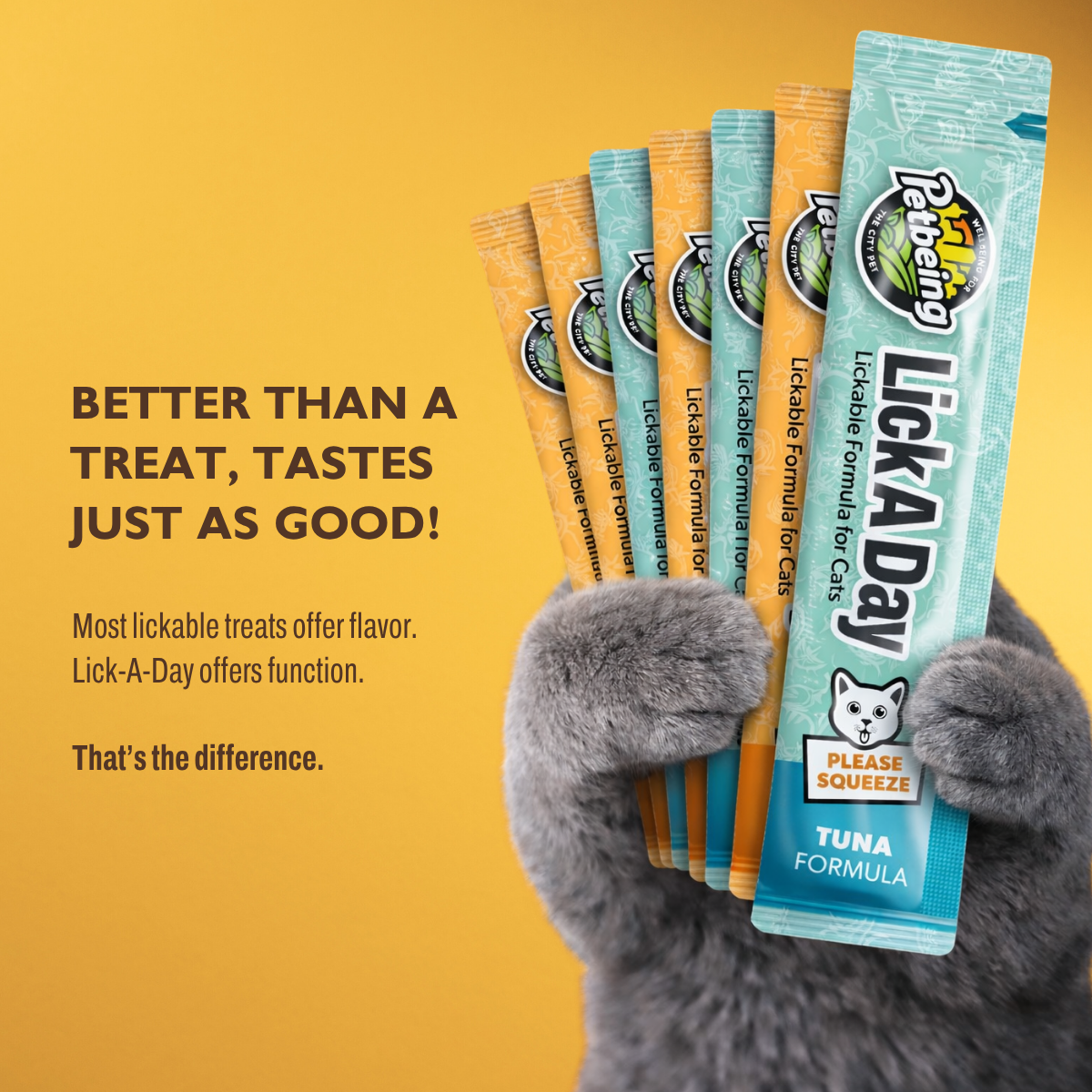 Lick a Day | Mix Flavor Chicken & Tuna | Specially Formulated 7-in-1 Functions Daily Real Meat Lickable Cat Treats | Tasty Cat Puree Squeeze ups for Cats & Pet Vitamins Combination (Pack of 28 Sachets)