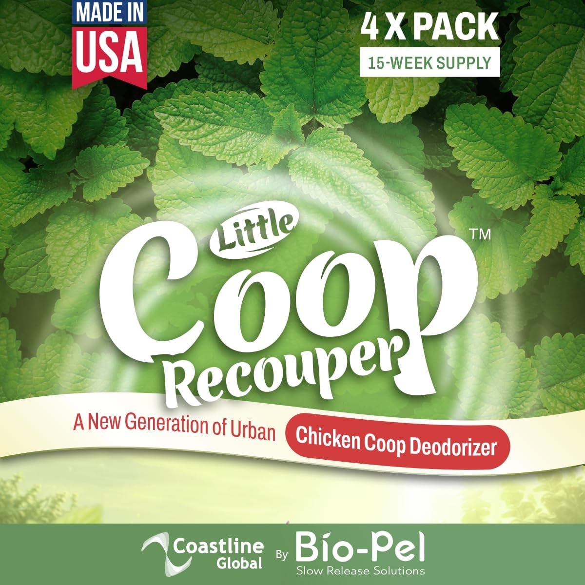 Little Coop Recouper | a New Generation Of Urban Chicken Coop Deodorizer | Unique Formula for Slow Release | Natural Fresh Scent | Up to 15 Weeks Supply | 4 x 0.5oz (Mint)