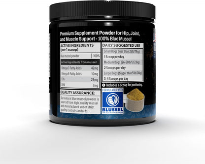 Scoop A Day Dog Supplement - Blue Mussel Powder | Mobility, Muscle, Joints Support | Omega 3 & 6 for Healthy Digestion and Immune Boost - Made in USA (3.5 oz)