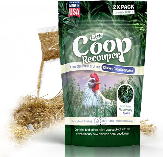 Little Coop Recouper | a New Generation Of Urban Chicken Coop Deodorizer | Unique Formula for Slow Release | Natural Fresh Scent | Up to 15 Weeks Supply | 4x0.5oz (Rosemary & Thyme)