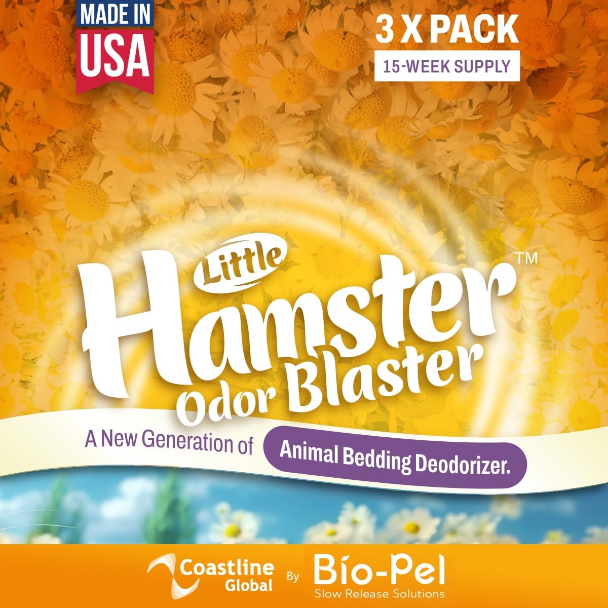 Little Hamster Odor Blaster | a New Generation Of Animal Bedding Deodorizer | Unique Formula for Slow Release | Natural Fresh Scent - Lavender & Chamomile | Up to 15 Weeks Supply | 3 x 0.5oz bags