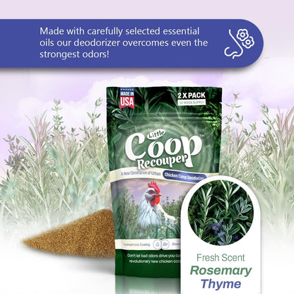 Little Coop Recouper | a New Generation Of Urban Chicken Coop Deodorizer | Unique Formula for Slow Release | Natural Fresh Scent | Up to 15 Weeks Supply | 4x0.5oz (Rosemary & Thyme)