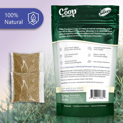 Little Coop Recouper | a New Generation Of Urban Chicken Coop Deodorizer | Unique Formula for Slow Release | Natural Fresh Scent | Up to 15 Weeks Supply | 4x0.5oz (Rosemary & Thyme)