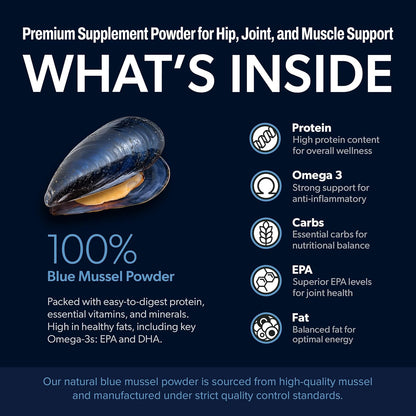 Scoop A Day Dog Supplement - Blue Mussel Powder | Mobility, Muscle, Joints Support | Omega 3 & 6 for Healthy Digestion and Immune Boost - Made in USA (3.5 oz)