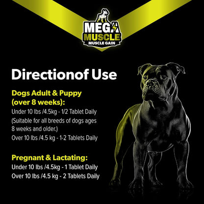 Muscle Gain | 2-in-1 Daily Booster & Multivitamin Chewable Tablets for Dogs in All Life Stages | Ultimate Puppy & Adult Dog Supplement for Muscle Gain | Tasty Chicken Flavor | 60 Tablets