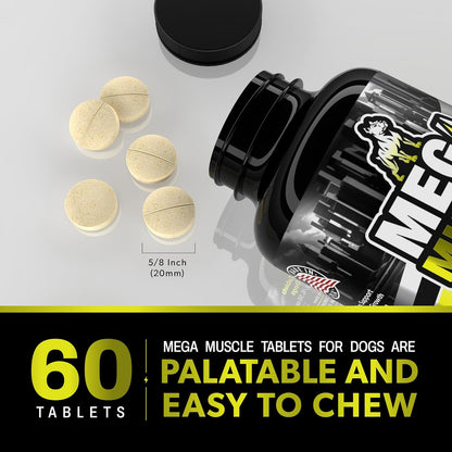 Muscle Gain | 2-in-1 Daily Booster & Multivitamin Chewable Tablets for Dogs in All Life Stages | Ultimate Puppy & Adult Dog Supplement for Muscle Gain | Tasty Chicken Flavor | 60 Tablets