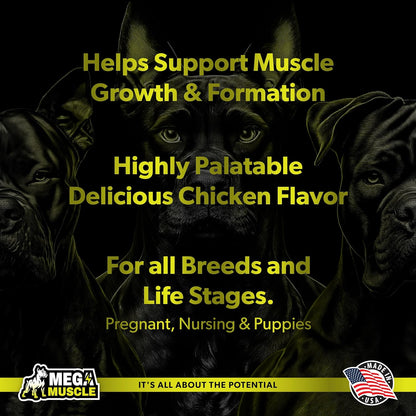 Muscle Gain | 2-in-1 Daily Booster & Multivitamin Chewable Tablets for Dogs in All Life Stages | Ultimate Puppy & Adult Dog Supplement for Muscle Gain | Tasty Chicken Flavor | 60 Tablets