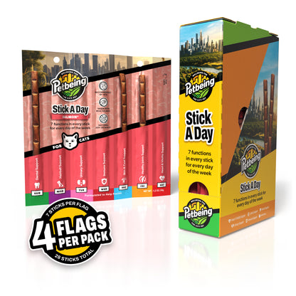 Stick a Day | Salmon Flavor | Specially Formulated 7-in-1 Functions Daily Real Meat Snacks for Cats | Tasty Cat Treat & Pet Vitamins & Supplements Combination (Pack of 28 Sticks)