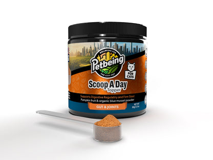 Scoop A Day Cat Supplement | Gut & Joint Support with Pumpkin & Blue Mussel Powder | Omega 3 & 6 for Healthy Digestion, Mobility, and Immune Boost | Made in USA - 4.8 oz (134g)