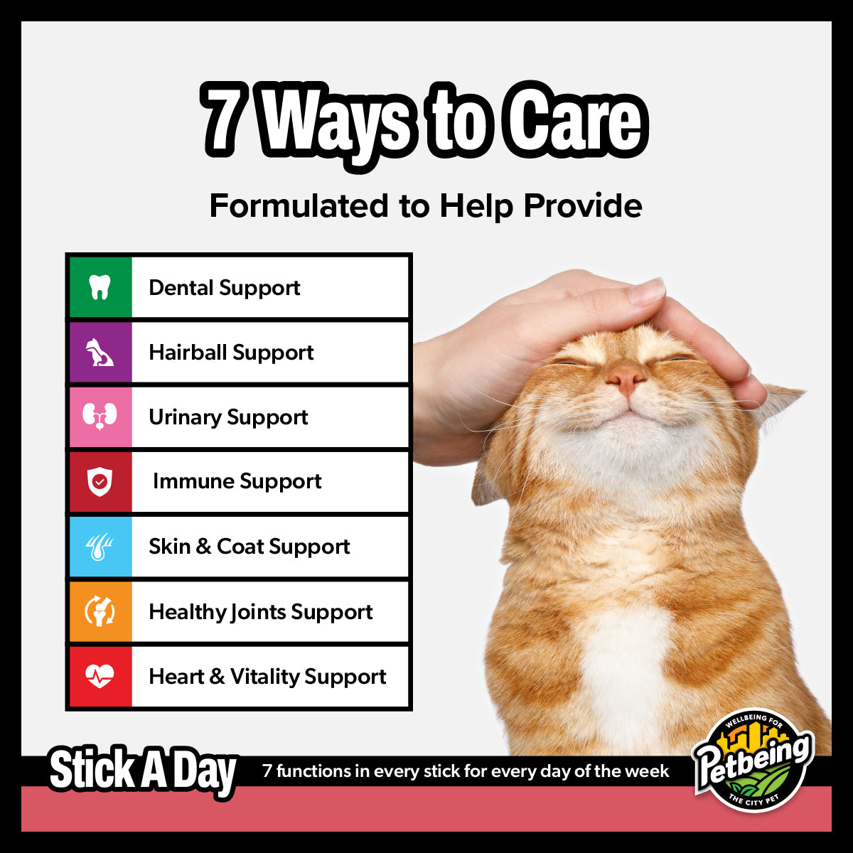 Stick a Day | Salmon Flavor | Specially Formulated 7-in-1 Functions Daily Real Meat Snacks for Cats | Tasty Cat Treat & Pet Vitamins & Supplements Combination (Pack of 28 Sticks)